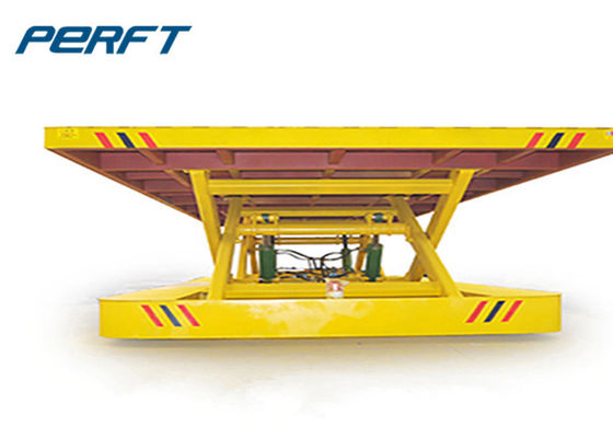 scissor hydraulic lifting electric rail transfer cart for warehouse material handling