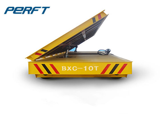scissor hydraulic lifting electric rail transfer cart for warehouse material handling